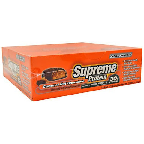 Supreme Protein Carb Conscious Quadruple Layer Protein Bar - Caramel Nut Chocolate - 12 Bars - 639372020202