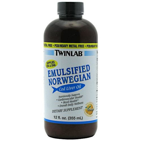 TwinLab Emulsified Norwegian Cod Liver Oil - Orange - 12 oz - 027434012119
