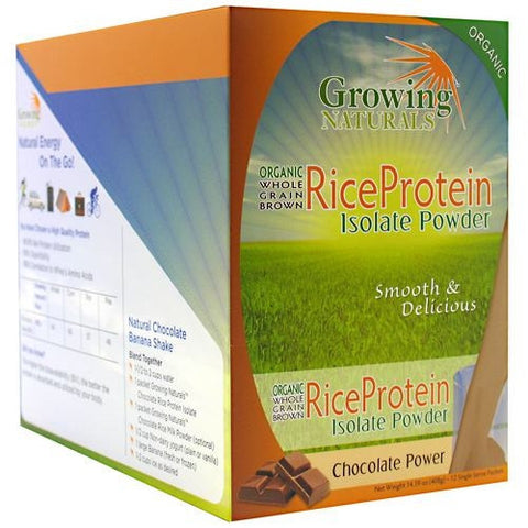 Growing Naturals Organic Whole Grain Brown Rice Protein - Chocolate Power - 12 Packets - 815211010034