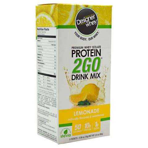 Designer Protein Premium Whey Isolate Protein 2Go - Lemonade - 5 Packets - 844334009564